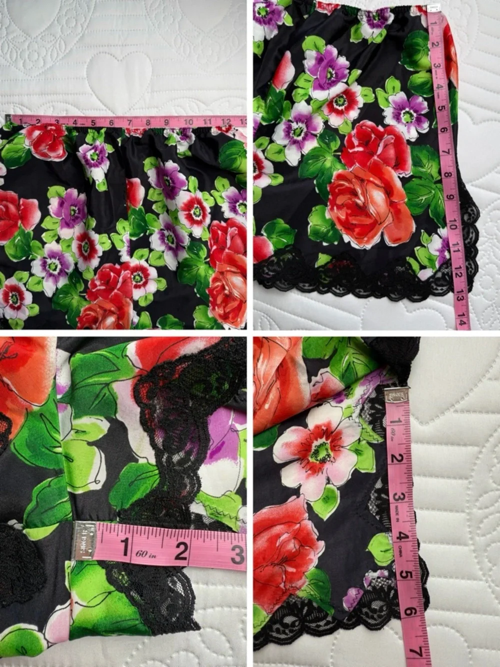Vintage 90s Victoria’s Secret Gold Label Black Floral High Slit Shorts Small